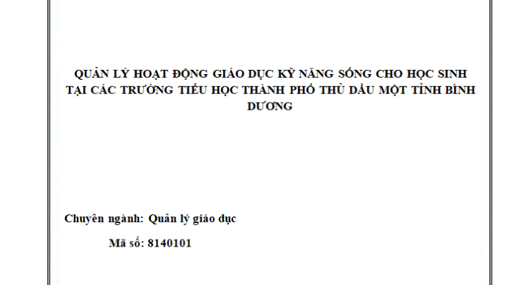 QUẢN LÝ HOẠT ĐỘNG GIÁO DỤC KĨ NĂNG SỐNG CHO HỌC SINH Ở CÁC TRƯỜNG TIỂU HỌC