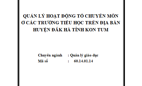 Quản lý hoạt động Tổ chuyên môn ở các trường Tiểu học trên địa bàn huyện Đắk Hà tỉnh Kon Tum
