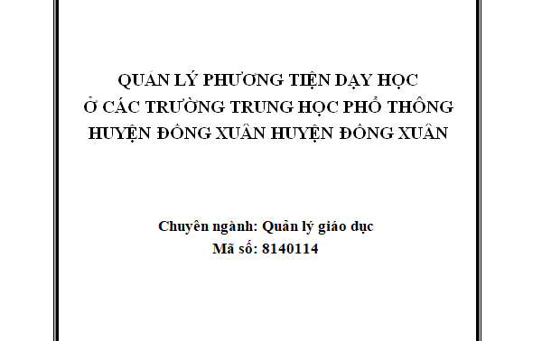 Quản lý phương tiện dạy học ở các trường THPT huyện Đồng Xuân