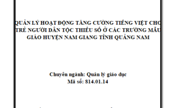 Quản lý hoạt động tăng cường tiếng Việt cho trẻ người dân tộc thiểu số ở các trường mẫu giáo huyện Nam Giang tỉnh Quảng Nam