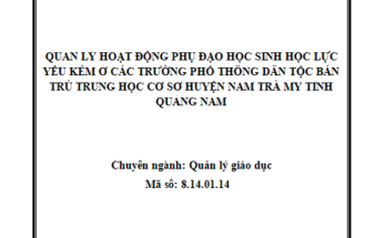 Quản lý hoạt động phụ đạo học sinh học lực yếu kém ở các trường Phổ thông Dân tộc Bán trú Trung học cơ sở huyện Nam Trà My tỉnh Quảng Nam