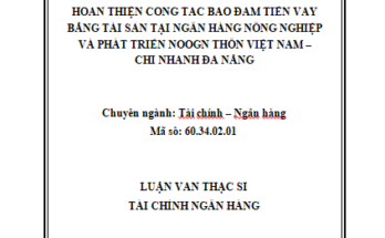 Hoàn thiện công tác bảo đảm tiền vay bằng tài sản tại Ngân hàng Nông nghiệp và phát triển nông thôn Việt Nam - Chi nhánh Đà Nẵng
