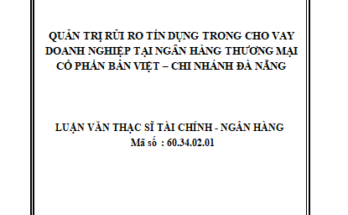 Quản trị rủi ro tín dụng trong cho vay doanh nghiệp tại Ngân hàng thương mại cổ phần Bản Việt - Chi nhánh Đà Nẵng
