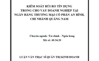 Kiểm soát rủi ro tín dụng trong cho vay doanh nghiệp tại ngân hàng thương mại cổ phần An Bình chi nhánh Quảng Nam