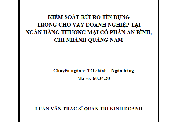 Kiểm soát rủi ro tín dụng trong cho vay doanh nghiệp tại ngân hàng thương mại cổ phần An Bình chi nhánh Quảng Nam