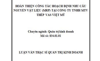 Hoàn thiện công tác hoạch định nhu cầu nguyên vật liệu (MRP) tại Công ty TNHH MTV Thép VAS Việt Mỹ