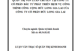 Quản trị vốn luân chuyển tại Công ty cổ phần Đầu tư phát triển dịch vụ công trình công cộng Đức Long Gia Lai của Công ty cổ phần Đức Long Gia Lai