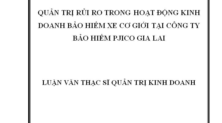 Quản trị rủi ro trong hoạt động kinh doanh bảo hiểm xe cơ giới tại công ty bảo hiểm PJICO Gia Lai