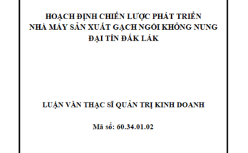 Hoạch định chiến lược phát triển nhà máy sản xuất gạch ngói không nung Đại Tín Đắk Lắk
