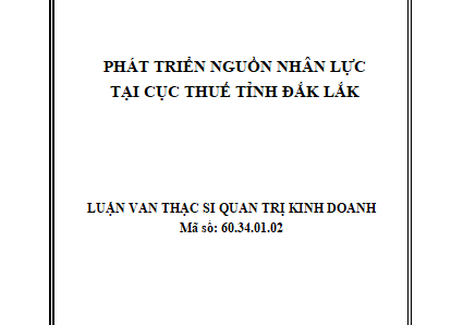 Phát triển nguồn nhân lực tại Cục Thuế tỉnh Đắk Lắk
