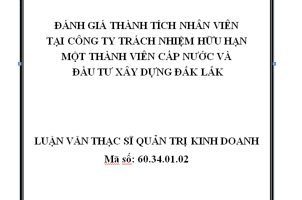 Đánh giá thành tích nhân viên tại công ty TNHH MTV Cấp nước và Đầu tư xây dựng Đắk Lắk