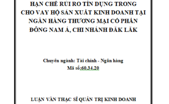 “Hạn chế rủi ro tín dụng trong cho vay hộ sản xuất kinh doanh tại Ngân hàng thương mại cổ phần Đông Nam Á chi nhánh Đắk Lắk