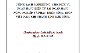 “Chính sách Marketing cho dịch vụ Ngân hàng Điện tử tại ngân hàng Nông nghiệp và Phát triển Nông thôn Việt Nam – Chi nhánh tỉnh Đăk Nông