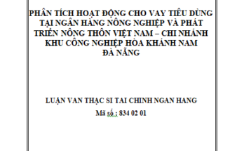 Phân tích hoạt động cho vay tiêu dùng tại Ngân hàng Nông nghiệp Và Phát triển Nông thôn Việt Nam – chi nhánh Khu công nghiệp Hòa Khánh Nam Đà Nẵng