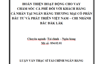 Hoàn thiện hoạt động cho vay chăm sóc cà phê đối với khách hàng cá nhân tại Ngân hàng thương mại cổ phần đầu tư và phát triển Việt Nam – Chi nhánh Bắc Đăk Lăk