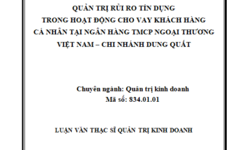 Quản trị rủi ro tín dụng trong hoạt động cho vay khách hàng cá nhân tại Ngân hàng Thương mại cổ phần Ngoại thương – Chi nhánh Dung Quất