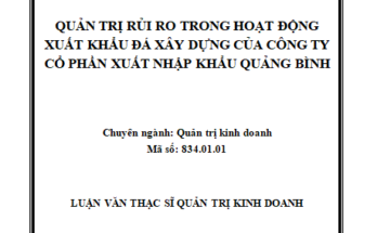 Quản trị rủi ro trong hoạt động xuất khẩu đá xây dựng của công ty cổ phần xuất nhập khẩu Quảng Bình