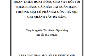 Hoàn thiện hoạt động cho vay đối với khách hàng cá nhân tại Ngân hàng Thương mại cổ phần Sài Gòn - Hà Nội chi nhánh Tây Đà Nẵng