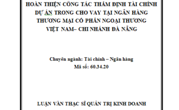 Hoàn thiện công tác thẩm định tài chính dự án trong cho vay tại Ngân hàng TMCP Ngoại thương Việt Nam - Chi nhánh Đà Nẵng