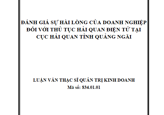 Đánh giá sự hài lòng của doanh nghiệp đối với thủ tục hải quan điện tử tại Cục Hải quan tỉnh Quảng Ngãi