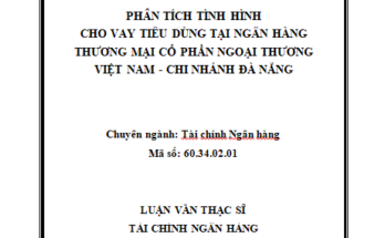 Phân tích tình hình cho vay tiêu dùng tại Ngân hàng TMCP Ngoại thương Việt Nam - Chi nhánh Đà Nẵng