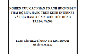 NGHIÊN CỨU CÁC NHÂN TỐ ẢNH HƯỞNG ĐẾN THÁI ĐỘ MUA HÀNG TRÊN KÊNH INTERNET VÀ CỬA HÀNG CỦA NGƯỜI TIÊU DÙNG TẠI ĐÀ NẴNG