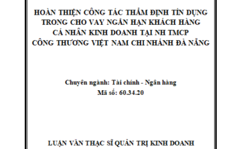 HOÀN THIỆN CÔNG TÁC THẨM ĐỊNH TÍN DỤNG TRONG CHO VAY NGẮN HẠN KHÁCH HÀNG CÁ NHÂN KINH DOANH TẠI NH TMCP CÔNG THƯƠNG VIỆT NAM CHI NHÁNH ĐÀ NẴNG