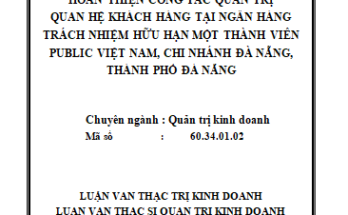 Hoàn thiện công tác quản trị quan hệ khách hàng tại Ngân hàng TNHH MTV PUBLIC VIỆT NAM - Chi nhánh Đà Nẵng