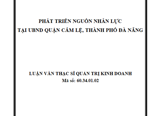 Phát triển nguồn nhân lực tại Ủy ban nhân dân Quận Cẩm Lệ thành phố Đà Nẵng