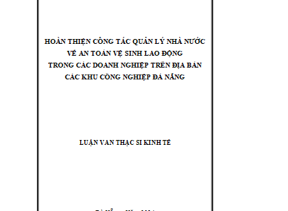 Hoàn thiện công tác quản lý Nhà nước về an toàn vệ sinh lao động trong các doanh nghiệp trên địa bàn các Khu công nghiệp Đà Nẵng