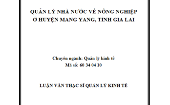 Quản lý nhà nước về nông nghiệp ở huyện Mang Yang