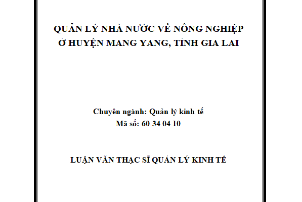 Quản lý nhà nước về nông nghiệp ở huyện Mang Yang