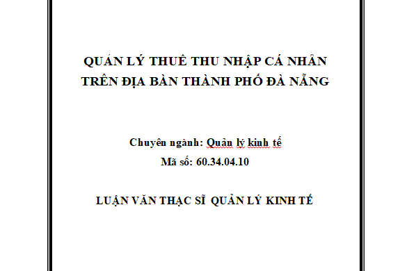 Quản lý thuế thu nhập cá nhân trên địa bàn thành phố Đà Nẵng