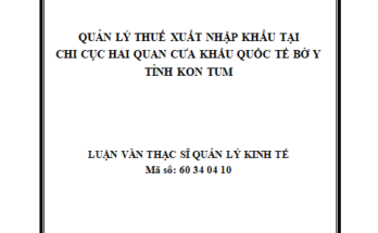Quản lý thuế xuất nhập khẩu tại Chi cục Hải quan cửa khẩu quốc tế Bờ Y tỉnh Kon Tum