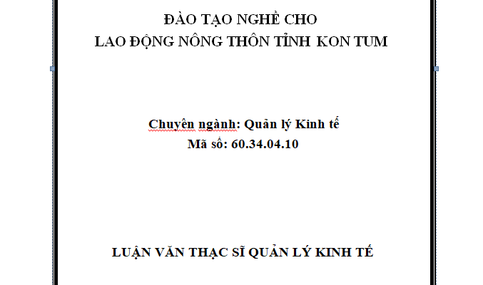 Đào tạo nghề cho lao động nông thôn tỉnh Kon Tum