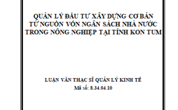 Quản lý đầu tư xây dựng cơ bản từ nguồn vốn ngân sách nhà nước trong nông nghiệp tại tỉnh Kon Tum