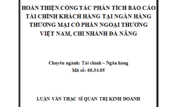 Hoàn thiện công tác phân tích BCTC khách hàng tại ngân hàng TMCP Ngoại thương Việt Nam chi nhánh Đà Nẵng