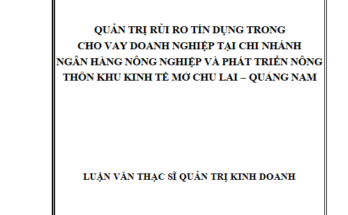 Quản trị rủi ro tín dụng trong cho vay doanh nghiệp tại chi nhánh Ngân hàng nông nghiệp và phát triển nông thôn Khu kinh tế mở Chu Lai