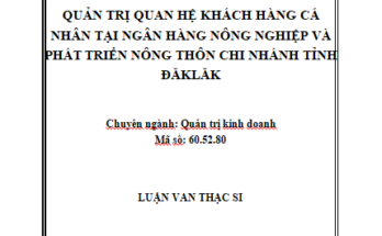 Quản trị quan hệ khách hàng cá nhân tại ngân hàng Nông nghiệp và phát triển nông thôn chi nhánh Tỉnh ĐăkLăk
