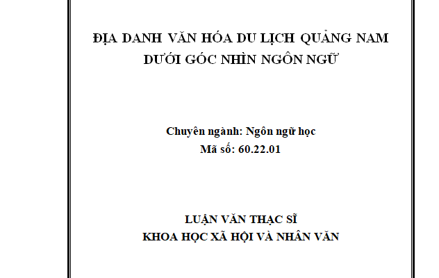 Địa danh văn hóa du lịch Quảng Nam dưới góc nhìn ngôn ngữ