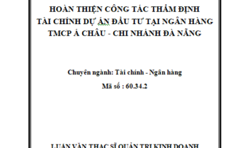 Hoàn thiện công tác thẩm định tài chính dự án đầu tư của NHTMCP Á Châu - Chi Nhánh Đà Nẵng