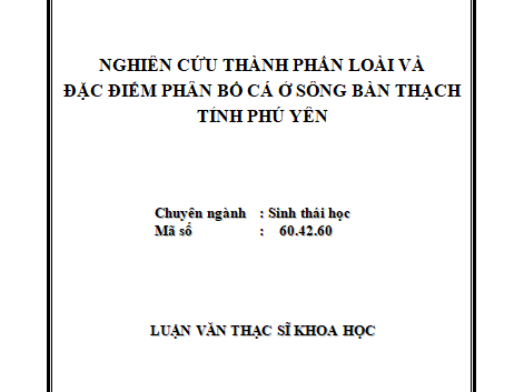 Nghiên cứu thành phần loài và đặc điểm phân bố cá ở sông Bàn Thạch