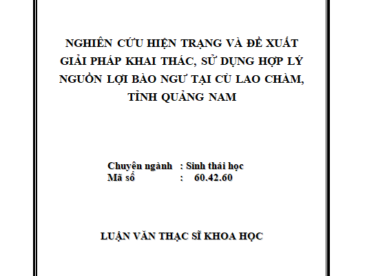 Nghiên cứu hiện trạng và đề xuất giải pháp khai thác sử dụng hợp lý nguồn lợi bào ngư tại Cù Lao Chàm