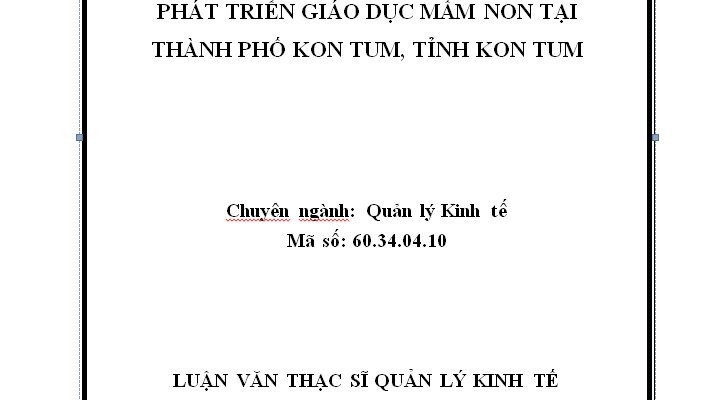Phát triển giáo dục Mầm non ở thành phố Kon Tum