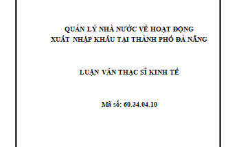Quản lý nhà nước về hoạt động xuất nhập khẩu tại thành phố Đà Nẵng