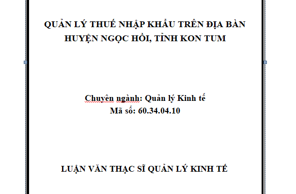 Quản lý thuế nhập khẩu trên địa bàn huyện Ngọc Hồi