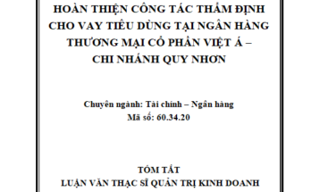 Hoàn thiện công tác thẩm định cho vay tiêu dùng tại Ngân hàng thương mại cổ phần Việt Á – Chi nhánh Quy Nhơn