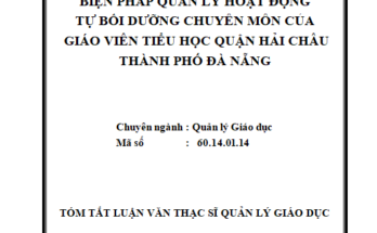 Biện pháp quản lý hoạt động tự bồi dưỡng chuyên môn của giáo viên tiểu học