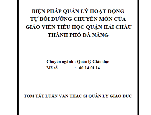 Biện pháp quản lý hoạt động tự bồi dưỡng chuyên môn của giáo viên tiểu học