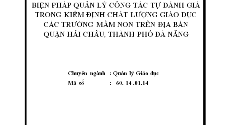 Biện pháp quản lý công tác tự đánh giá trong kiểm định CLGD các trường mầm non